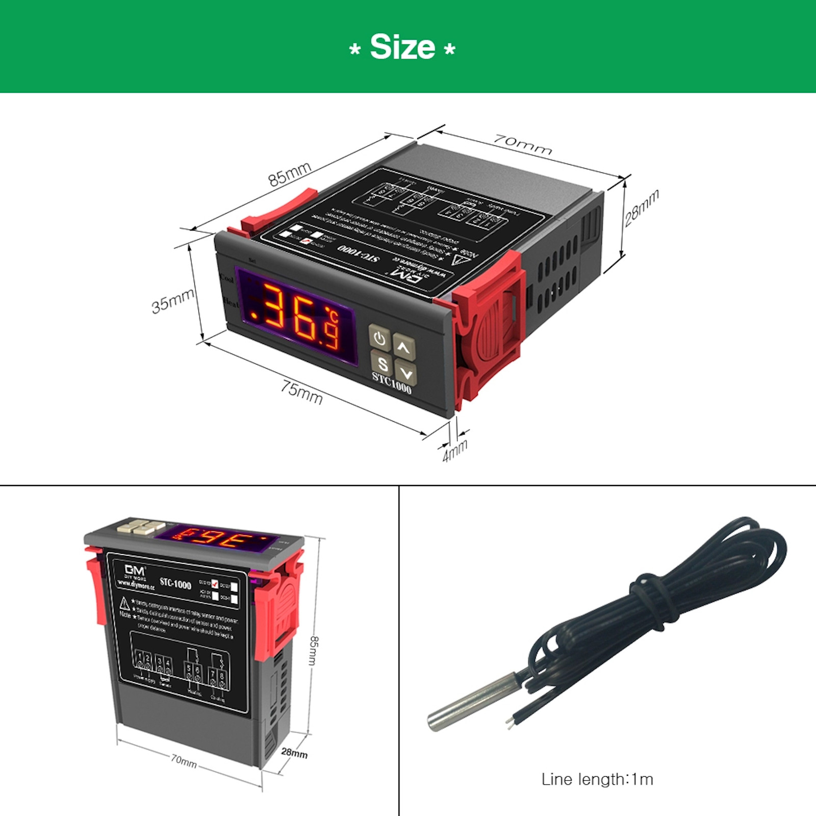 Termostato Digitale STC-1000 12V Con Sonda NTC - Regolatore Temperatura Riscaldamento/raffreddamento Per Acquario, Incubatore, Fermentazione